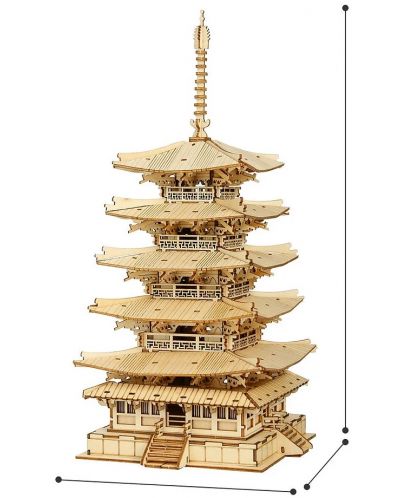 Дървен 3D пъзел Robo Time от 275 части - Пететажна пагода - 2